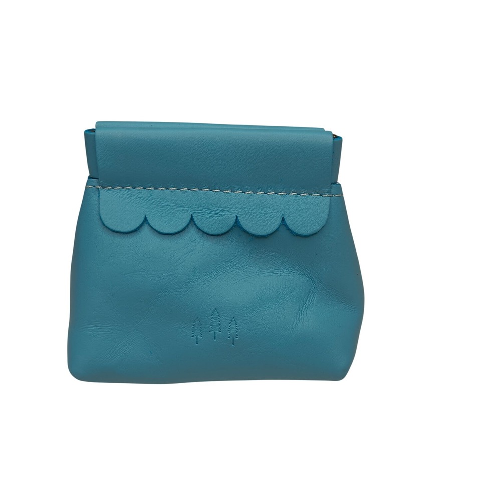 New Portland Leather Goods Penny Pouch Bright Blue Turquoise Leather Coin Purse